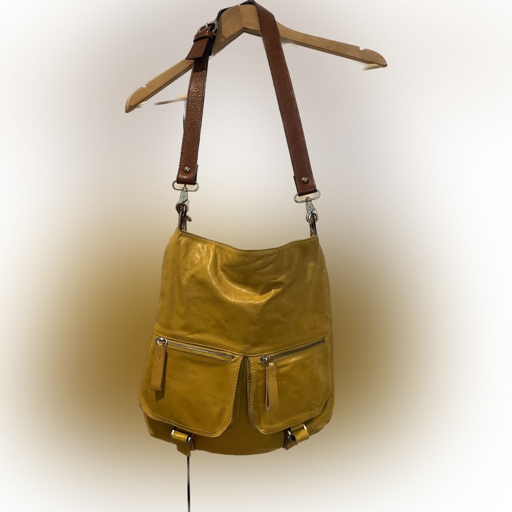 TANO yellow pocket crossbody slouch hobo bag